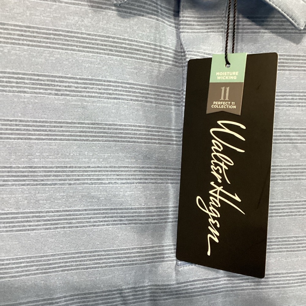 Walter Hagen Mens Perfect 11 Golf Polo Shirt Blue Striped XXL New P11 Grey Sky - Picture 3 of 5